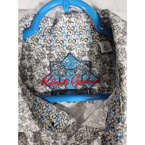 Robert Graham Men's Skull Shirt Long Sleeve Button Down Fun Cuff Size XL - Picture 5 of 7